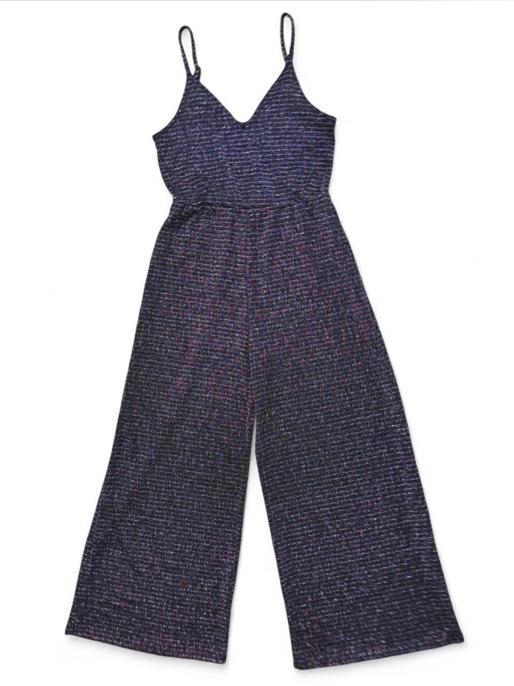 wild fable Metallic Weave Spaghetti Strap Wide-Leg Jumpsuit in Black size XS